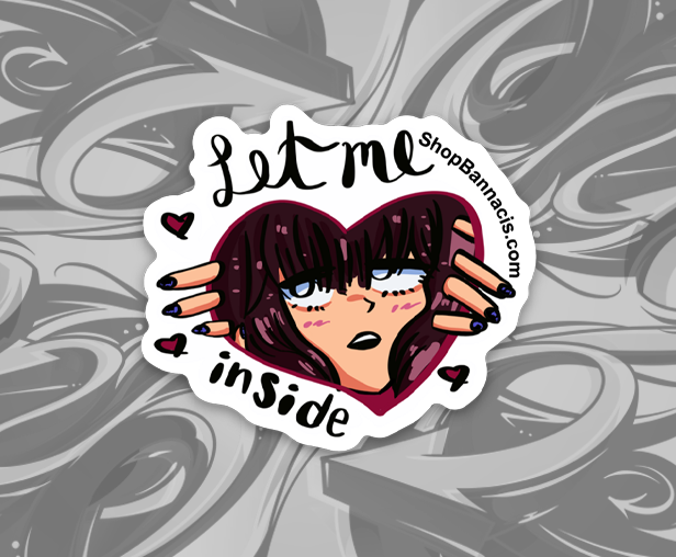 sticker of a girl climbing into a heart